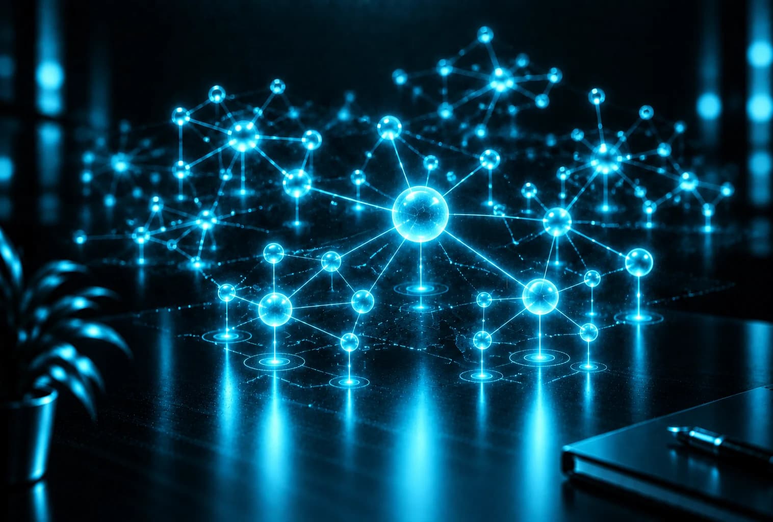 Wissensnetz aus verbundenen Themenknoten